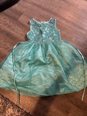 Aqua Green Tulle Flower Girl Dress